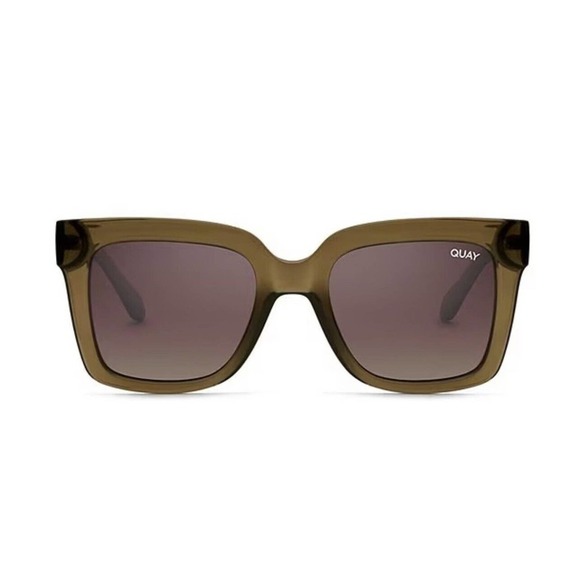 Quay Australia ICY Sunglasses - Green/ Brown Polarized Oversized Square - Picture 2 of 10
